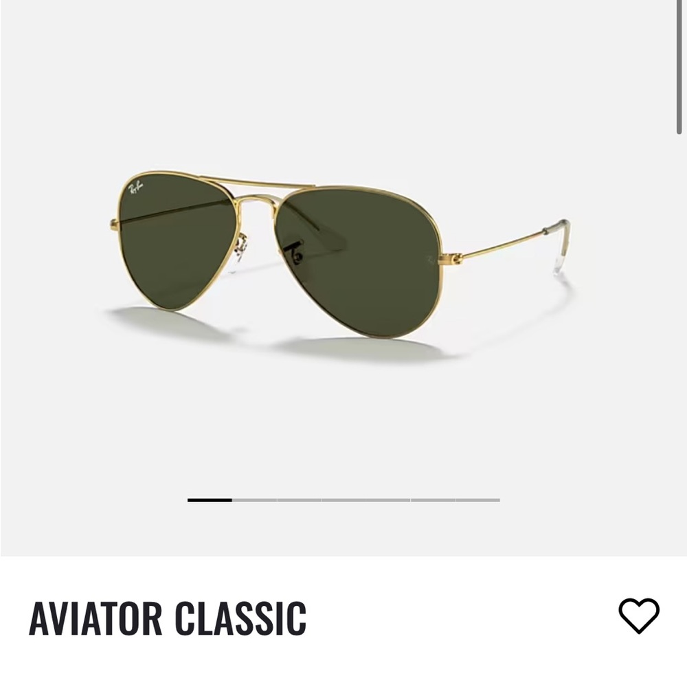 Brand New in Box Ray-Ban Gold Frame Sunglasses with Green Lenses and Brown Case